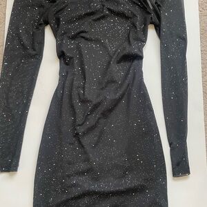 SHEIN Black Long-Sleeve Sparkle Bodycon Dress